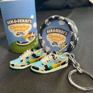 Mini Shoes Keychain Pair With The Box, Mini Kicks, Mini Sneaks, Blue Black White